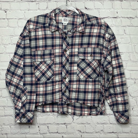 BDG Urban Outfitters Rayne Flannel Plaid Button Down Crop Shirt size Medium - Picture 14 of 14